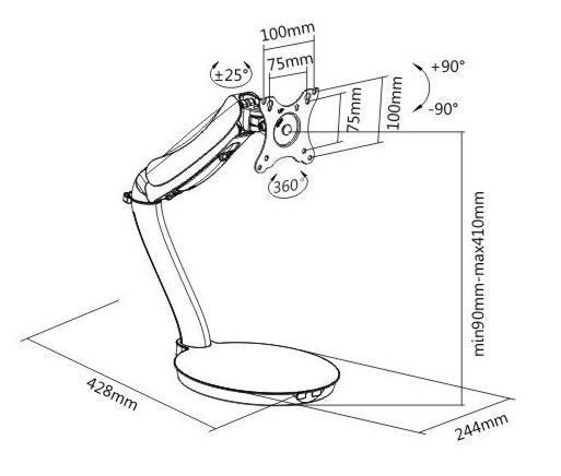 DK-AC-VM19 13-27 Masa Üstü Amortisörlü 2 x USB3.0 Giriş Destekli  Monitor Kolu