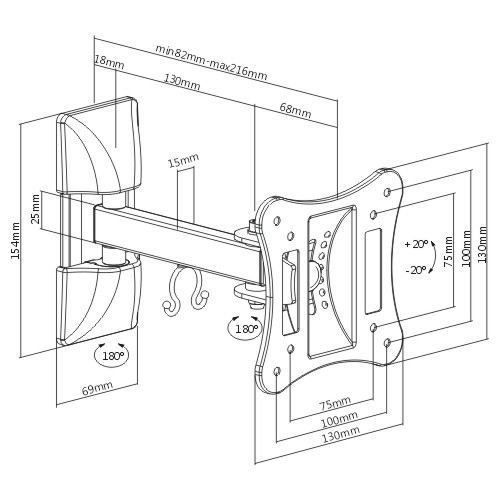 DK-AC-VT39 13-27''  Hareketli Duvar Tipi,TV Askı Aparatı