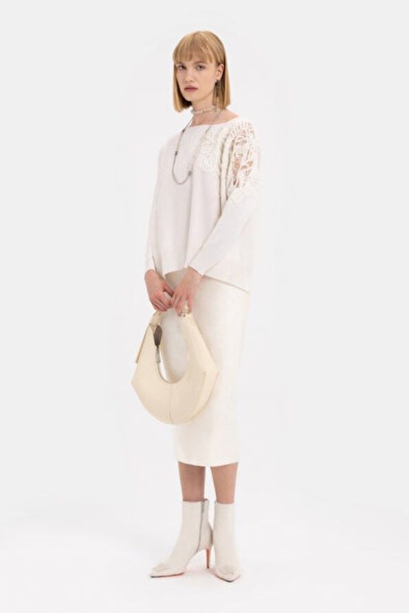 Ekru Kayik Yaka Tri̇ko