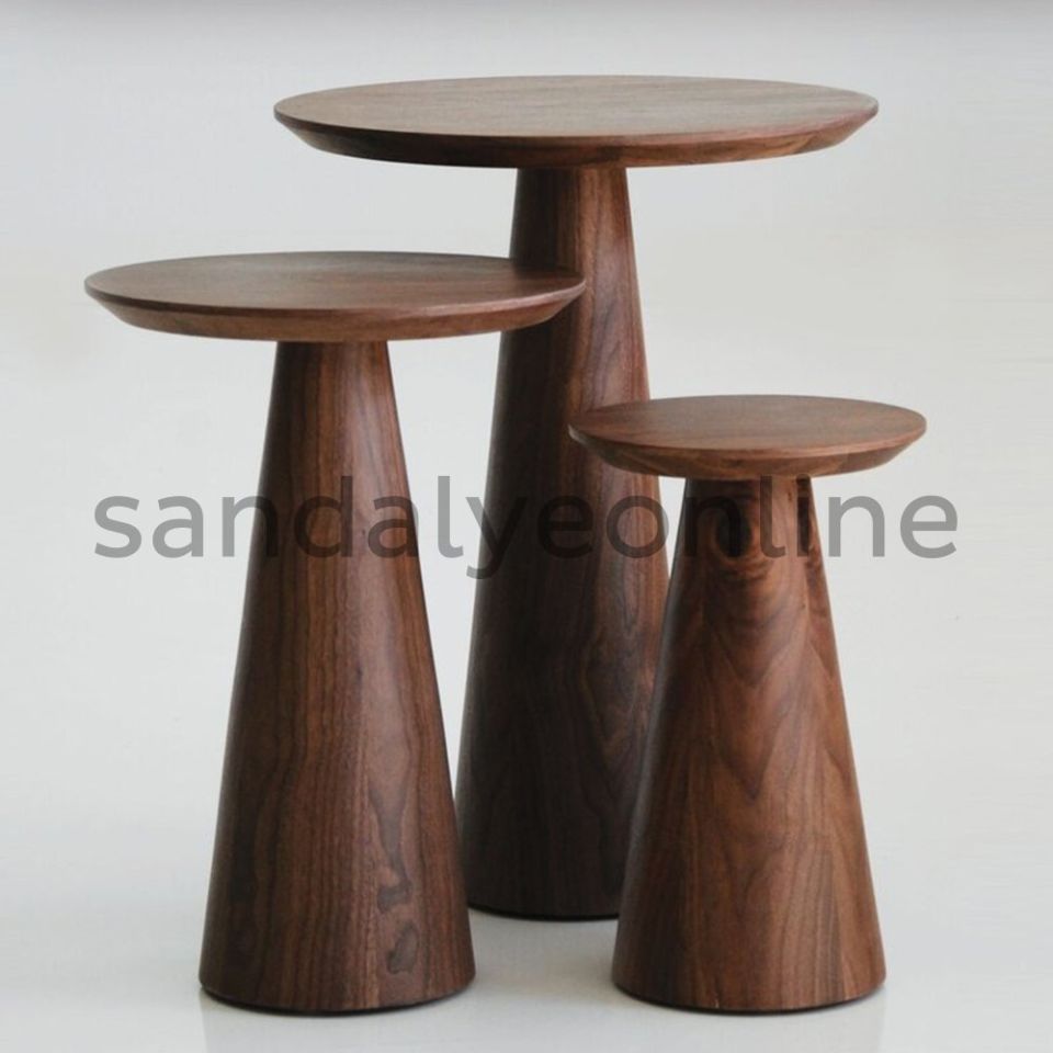 Mushroom Ahşap 3'li Sehpa Seti