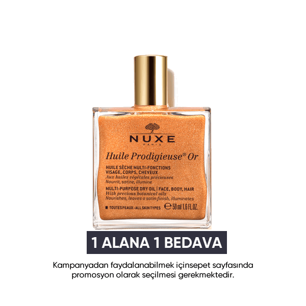 Nuxe Huile Prodigieuse OR 50 ml. - Altın Parıltılı Çok Amaçlı Kuru Yağ (Yüz Vücut Saçlar)