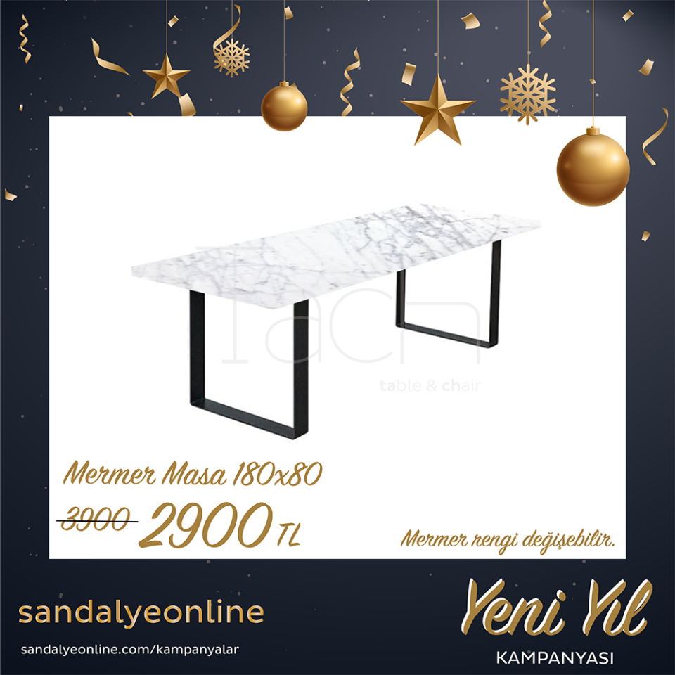 Mermer Masa Kare Ayak 180x80 cm