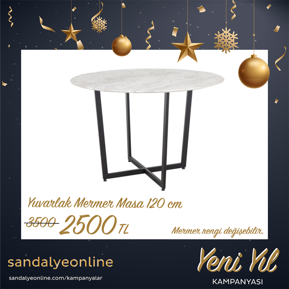 Round Mermer Masa 120 cm