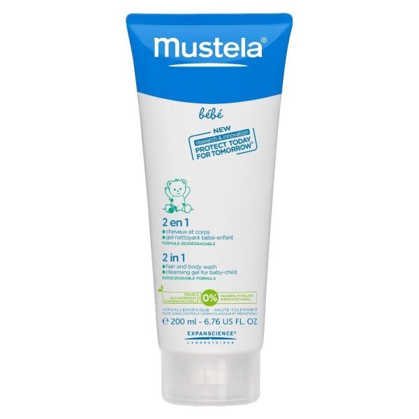 Mustela 2 in 1 Hair & Body Wash 200 ml. - Sabun içermeyen Saç ve Vücut Şampuanı