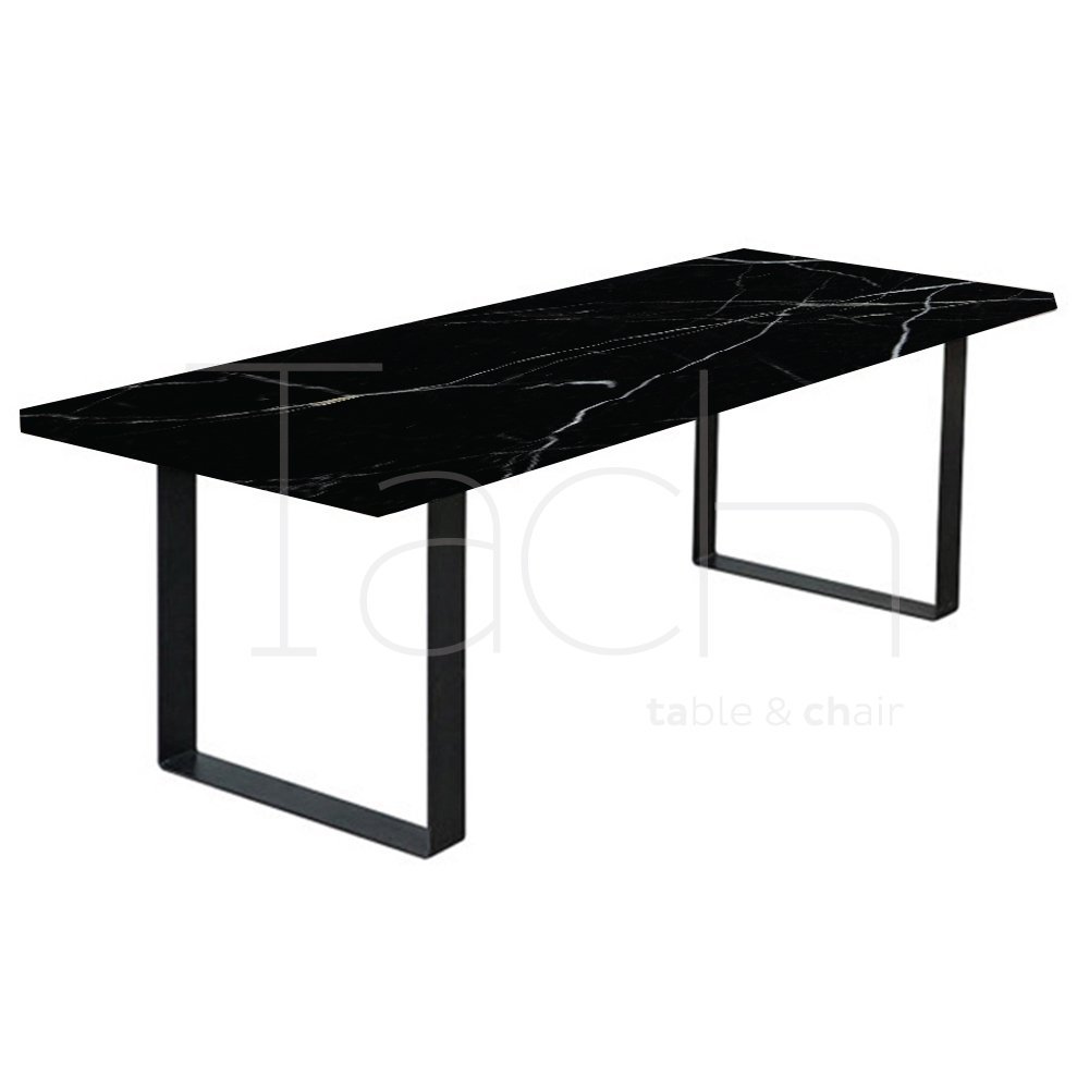 Siyah Mermer Masa - Kare Ayak 180 cm x 80 cm