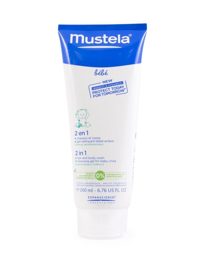 Mustela 2 in 1 Hair & Body Wash 200 ml. - Sabun içermeyen Saç ve Vücut Şampuanı