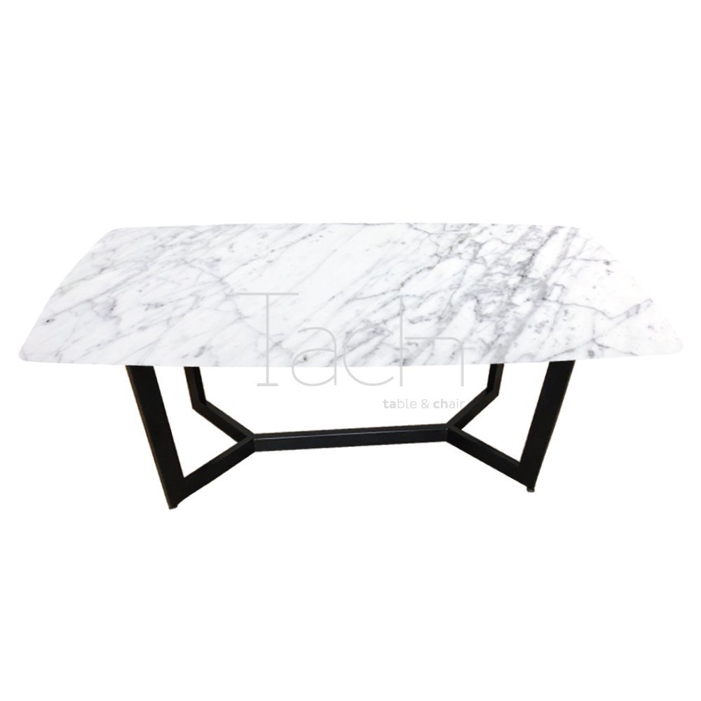 Mermer Yemek Masası Beyaz - Y Ayak 160 cm x 80 cm