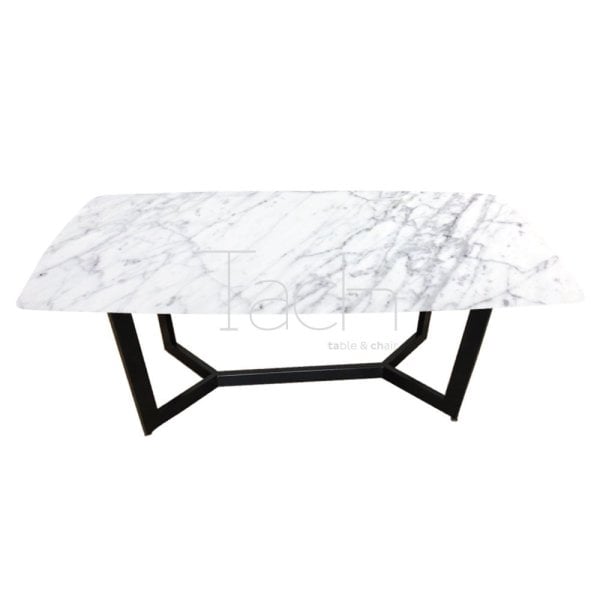 Mermer Yemek Masası Beyaz - Y Ayak 180 cm x 80 cm