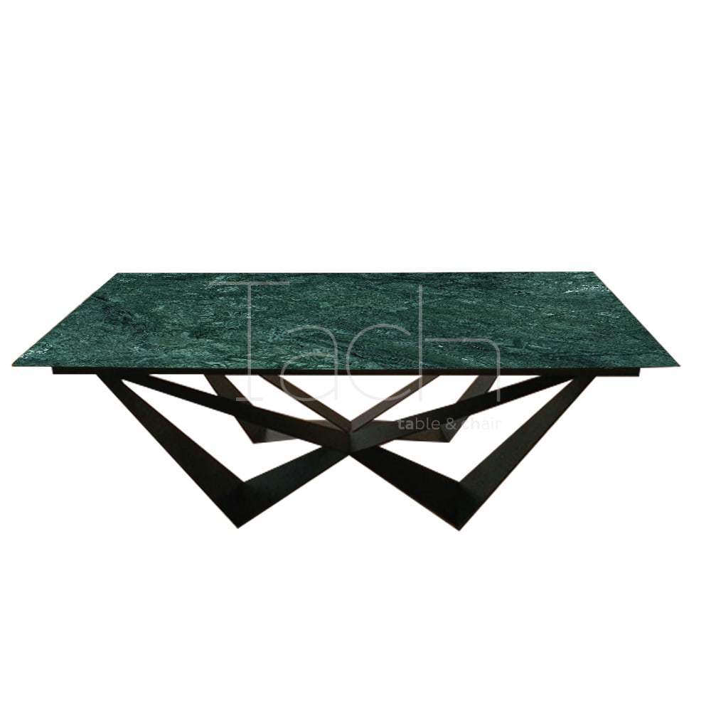Mermer Yemek Masası Yeşil - Elmas 140 cm x 80 cm