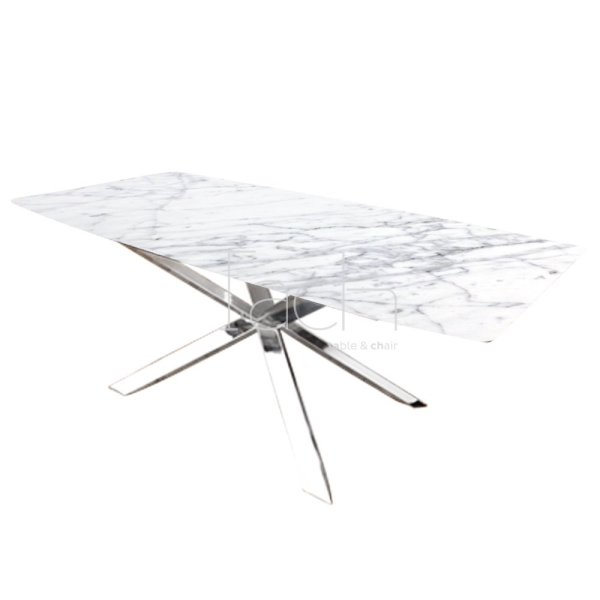 Mermer Yemek Masası Beyaz - Yıldız 120 cm x 80 cm
