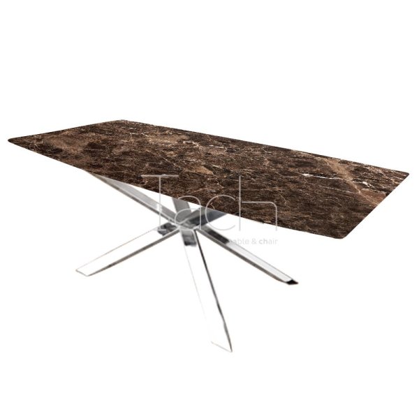 Mermer Yemek Masası Kahverengi - Yıldız 160 cm x 80 cm