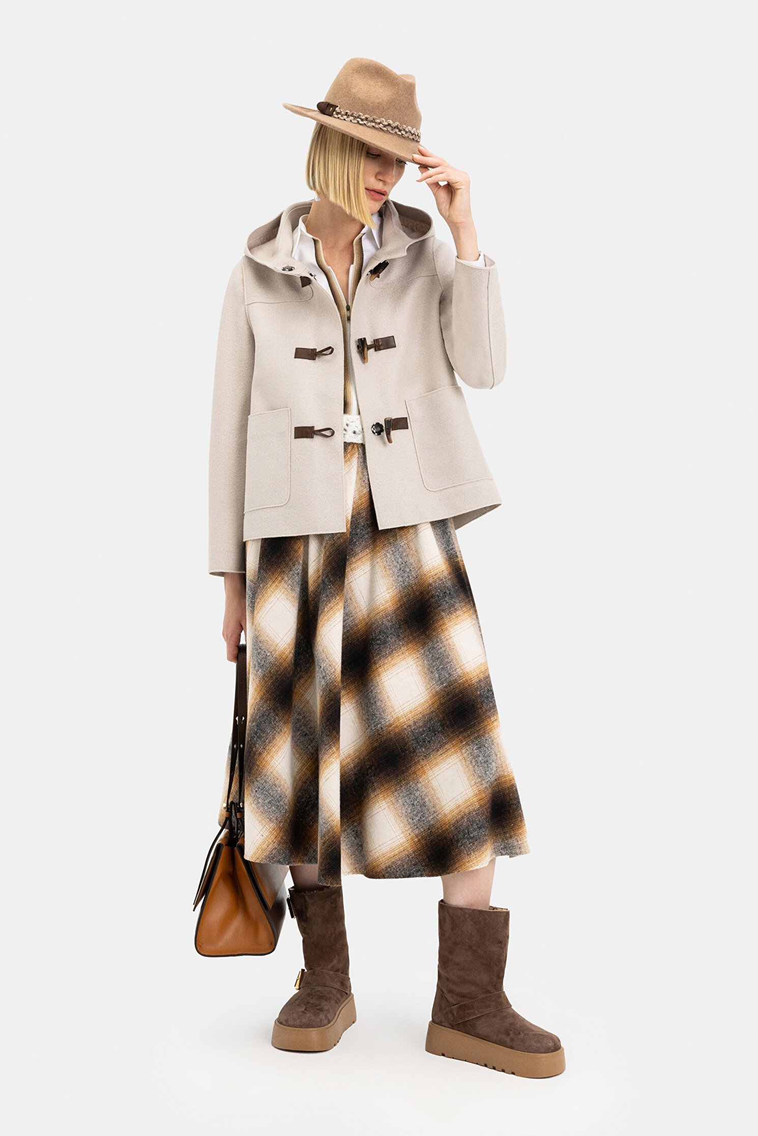 Kapuşonlu Ceket 40 - Bej