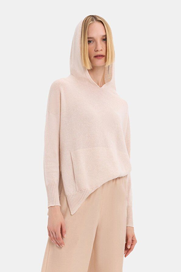 KAPUŞONLU TRİKO 40 - Pudra