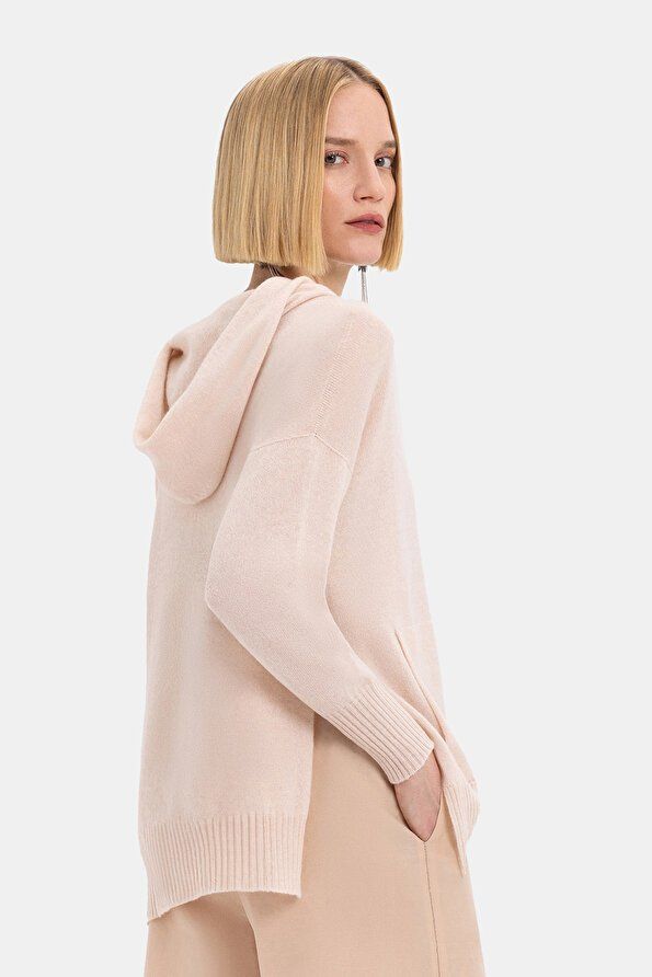 KAPUŞONLU TRİKO 40 - Pudra