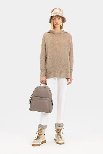 KAPUŞONLU TRİKO 36 - Vizon