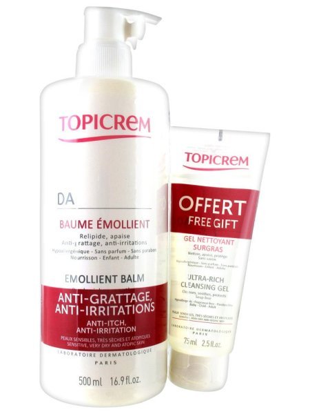 Topicrem DA Face & Body Emollient Balm 500 ml. + Cleansing Gel 75 ml. Hediye