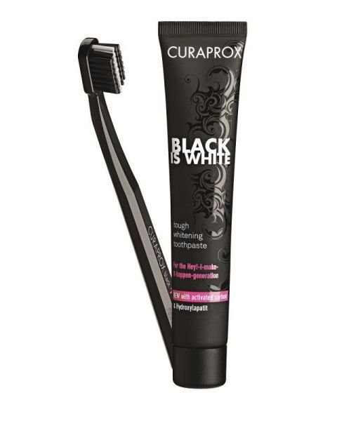 Curaprox Black is White Beyazlatıcı Set (5460 Diş Fırçası + Beyazlatıcı Diş Macunu)