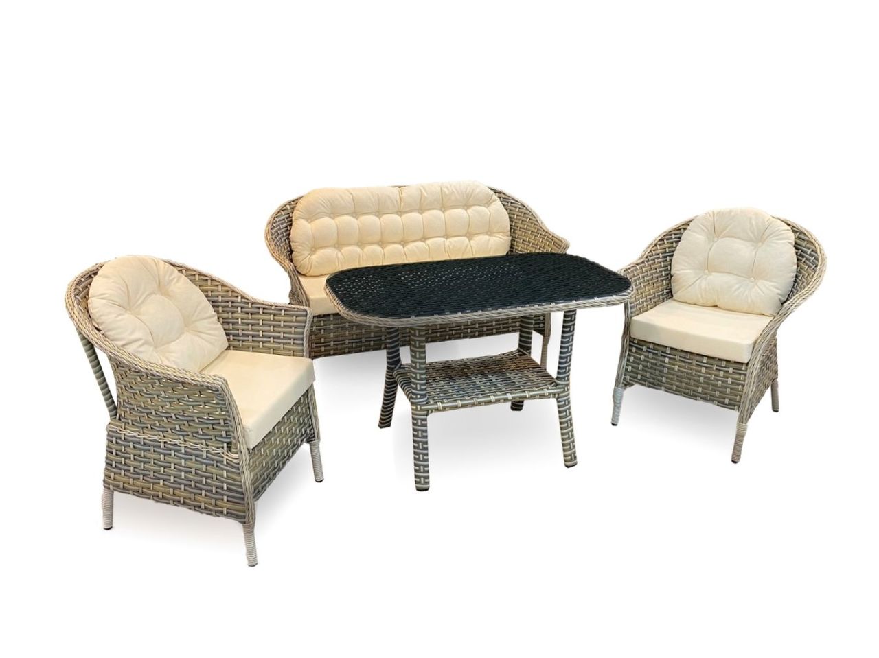 Luna 316 İkili Rattan Oturma Grubu Beyaz