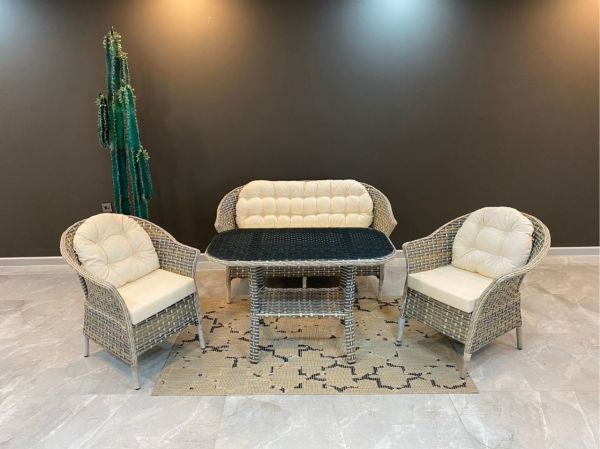 Luna 316 İkili Rattan Oturma Grubu Beyaz