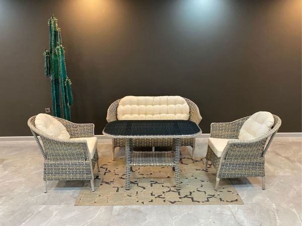 Luna 316 İkili Rattan Oturma Grubu Beyaz