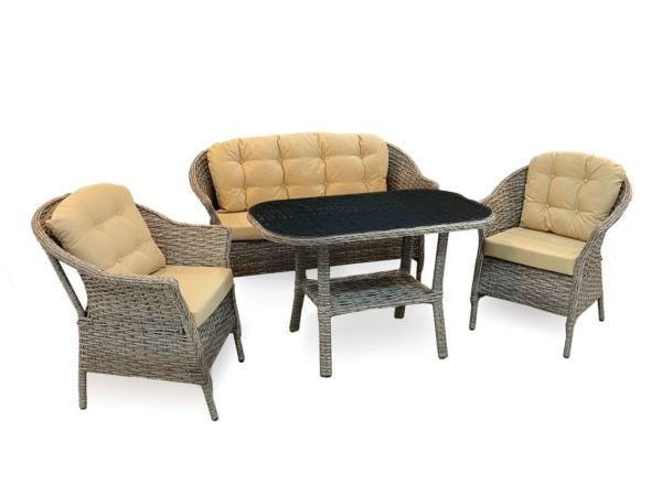 Luna 43 İkili Rattan Oturma Grubu Kapuçino