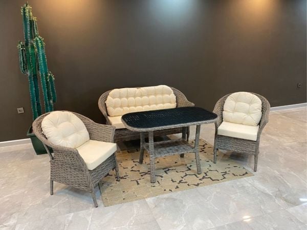 Luna 43 İkili Rattan Oturma Grubu Kapuçino