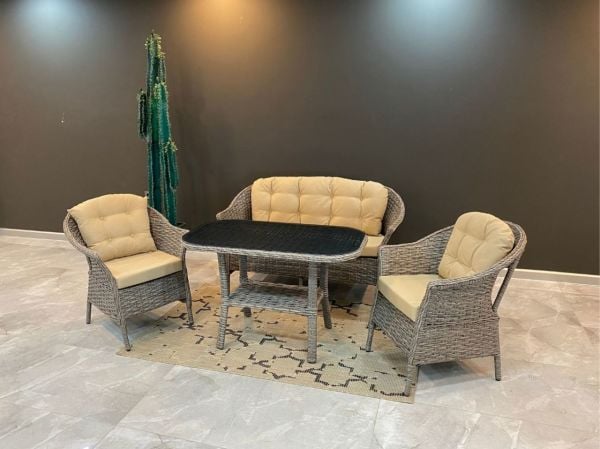 Luna 43 İkili Rattan Oturma Grubu Kapuçino