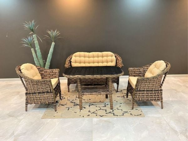 Luna 505 İkili Rattan Oturma Grubu Kapuçino