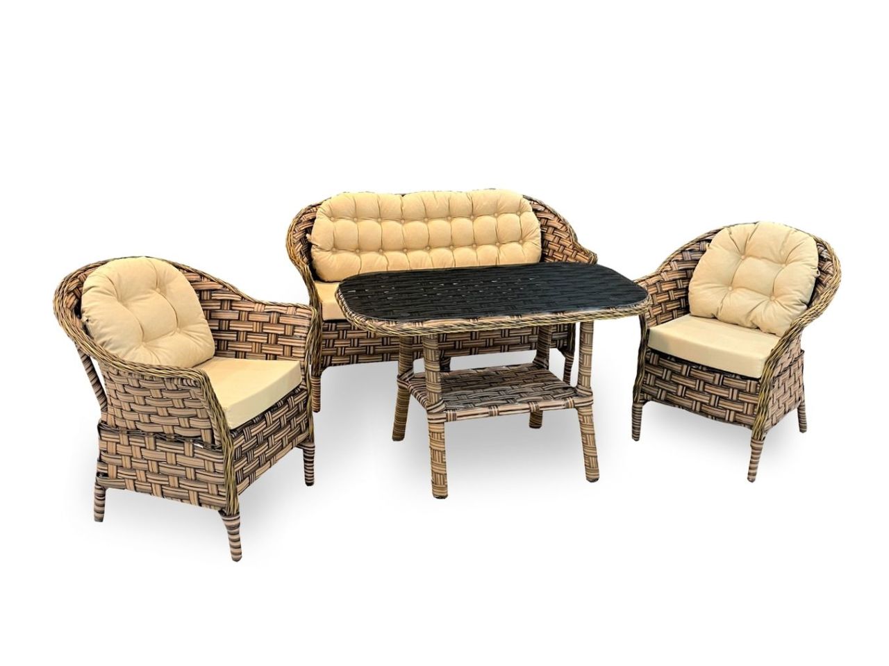 Luna 505 İkili Rattan Oturma Grubu Kapuçino