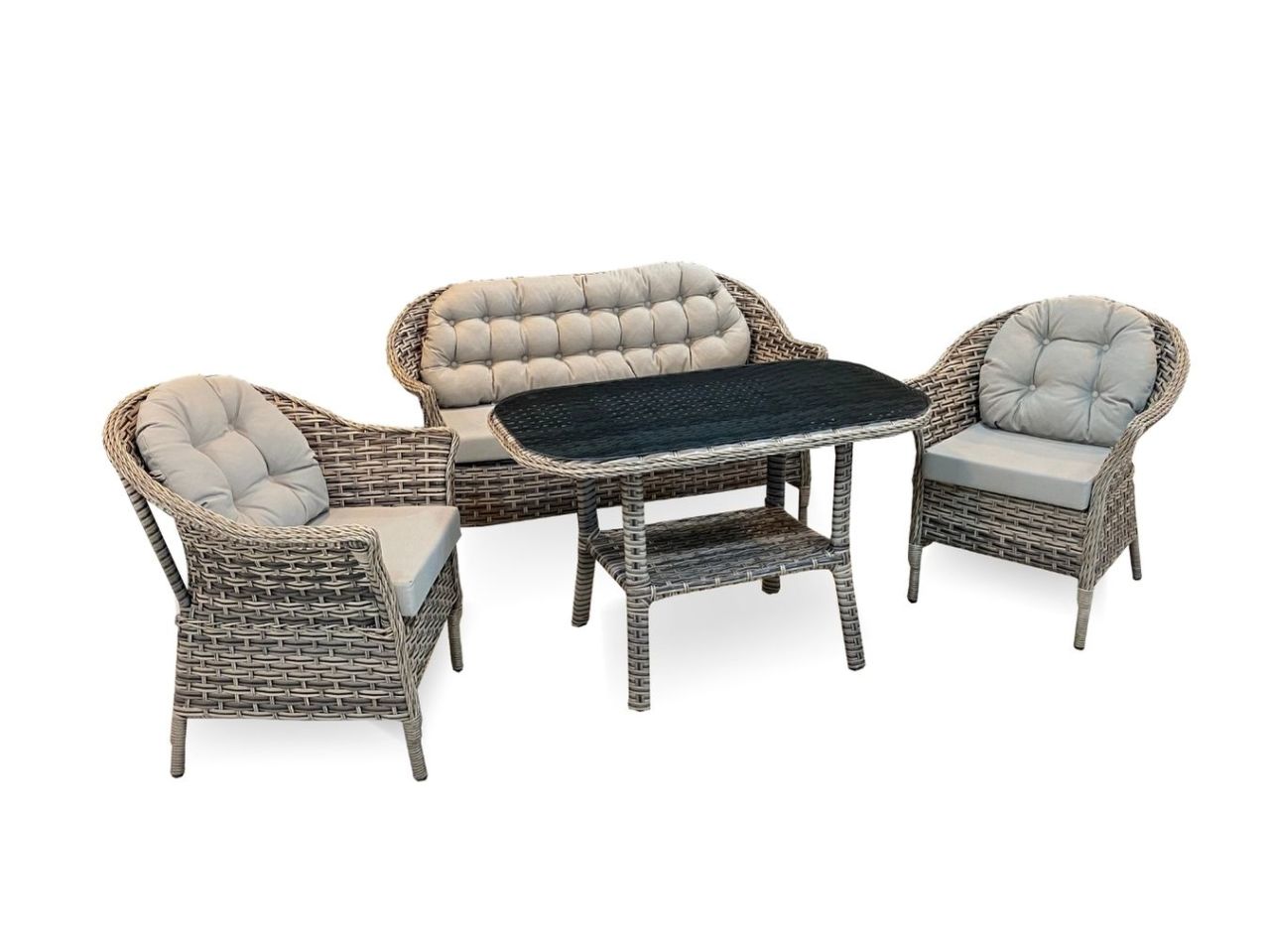 Luna 708 İkili Rattan Oturma Grubu Kapuçino