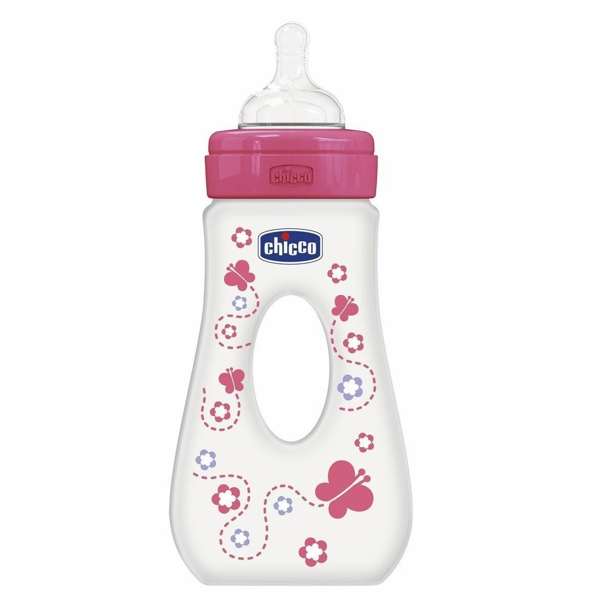 Chicco Kauçuk Seyahat Biberonu Pembe 4 Ay+ 240 ml.