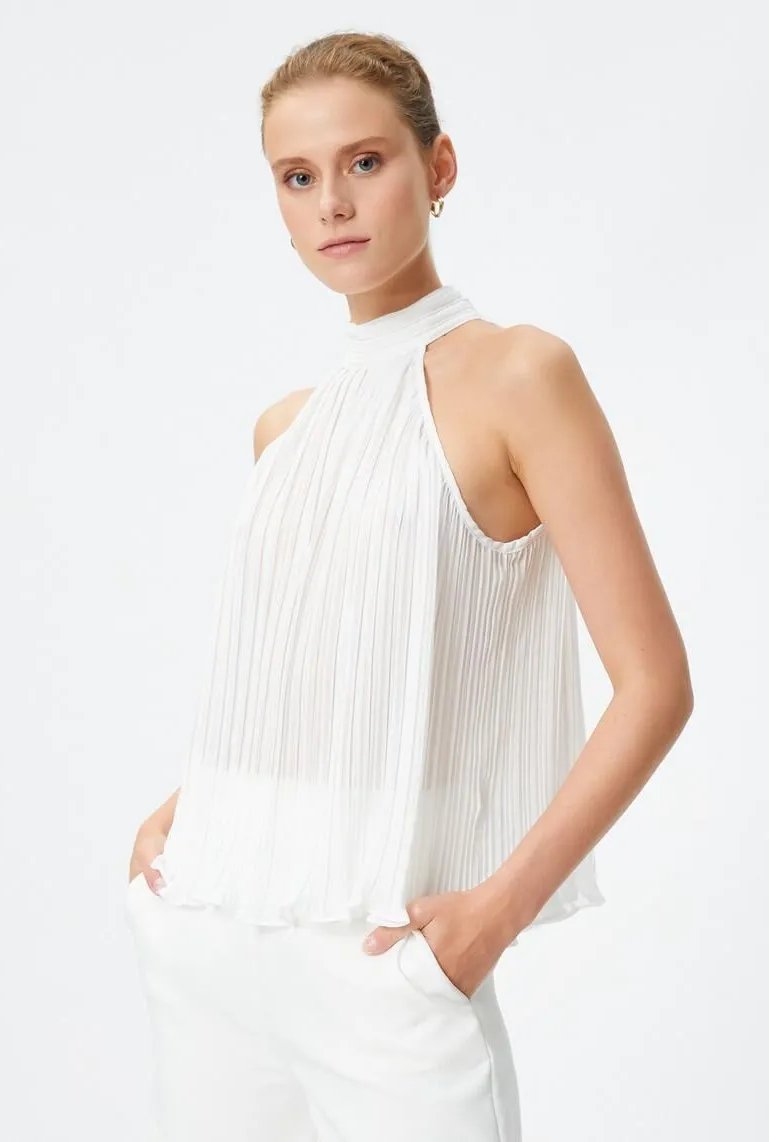HALTER YAKA KOLSUZ BLUZ 38 - Beyaz