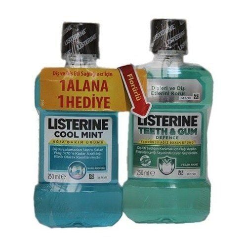 Listerine Cool Mint Gargara 250ml. + Teeth Gum 250ml. Hediye