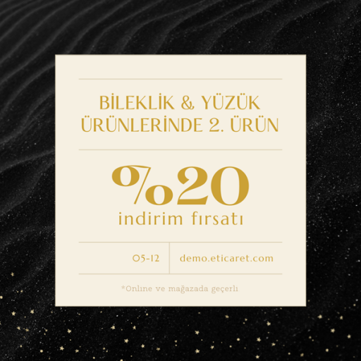 Bileklik & Yüzük  Ürünlerinde 2. Ürüne Yüzde 20 İn